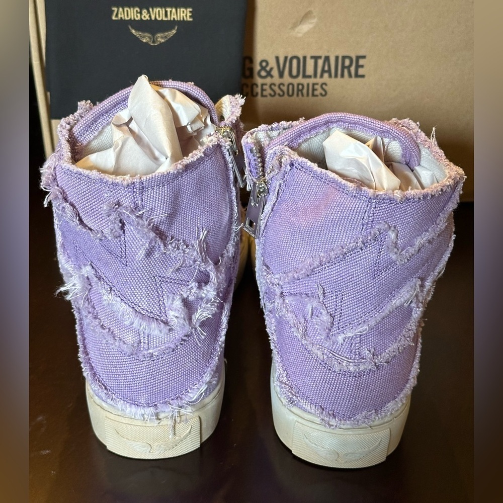 NIB Zadig & Voltaire High Flash Canvas 39 Boomerang Lavender Vintage-effect 8 - Picture 8 of 12